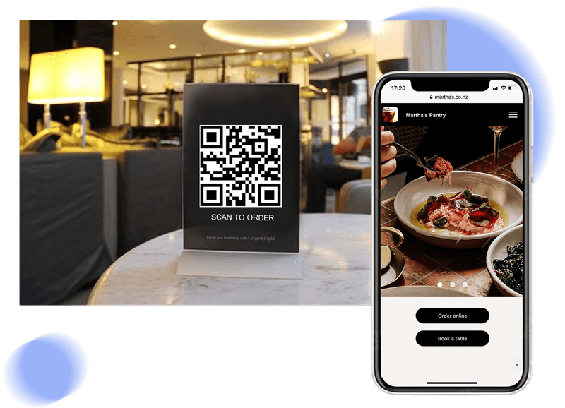Customer scans a QR code and opens a restaurant online ordering site