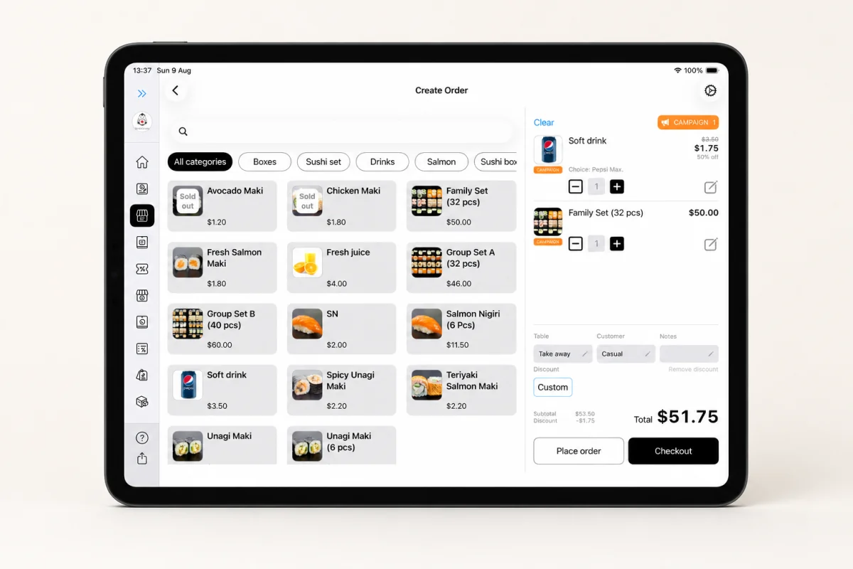 Lazygrid POS running on iPad